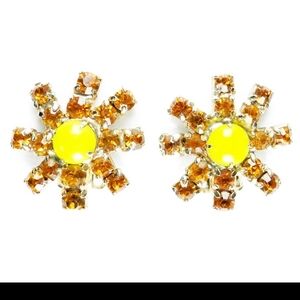 Yellow and Orange Floral Earrings